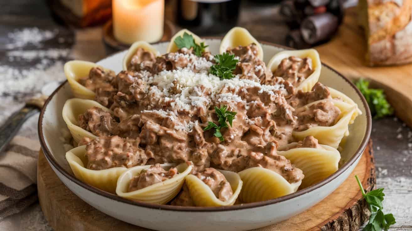 creamy beef shells