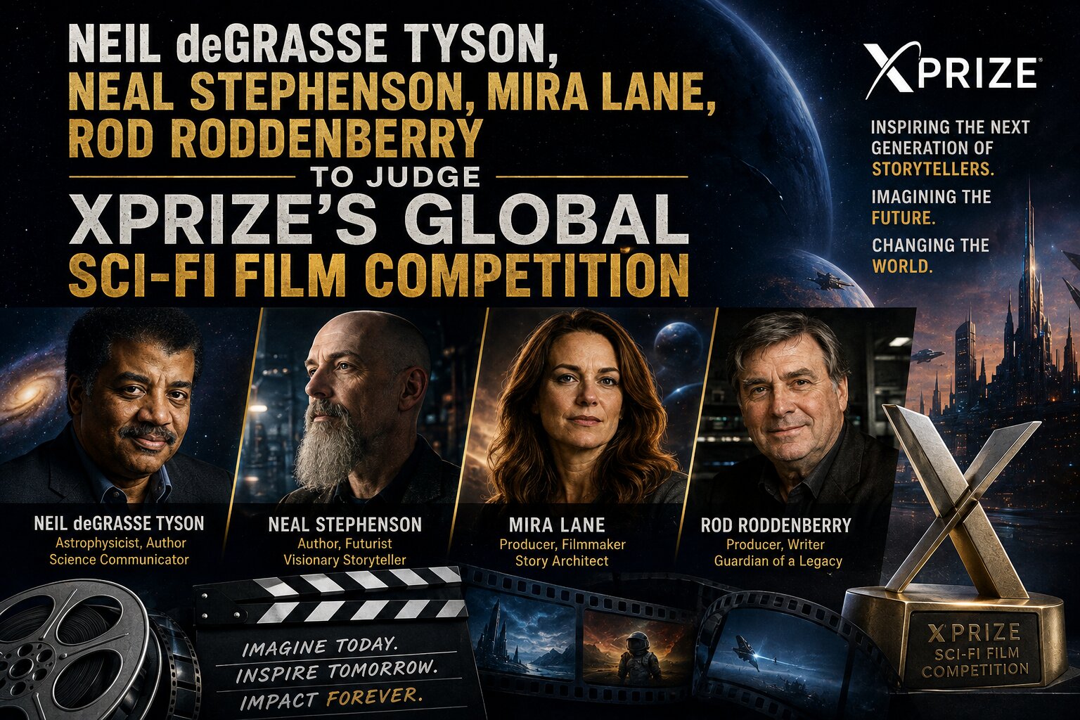 Neil deGrasse Tyson, Neal Stephenson, Mira Lane, Rod Roddenberry to Judge XPRIZE’s Global Sci‑Fi Film Competition