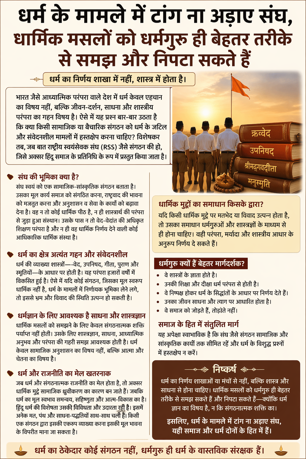 धर्म के मामले में टांग न अड़ाए संघ