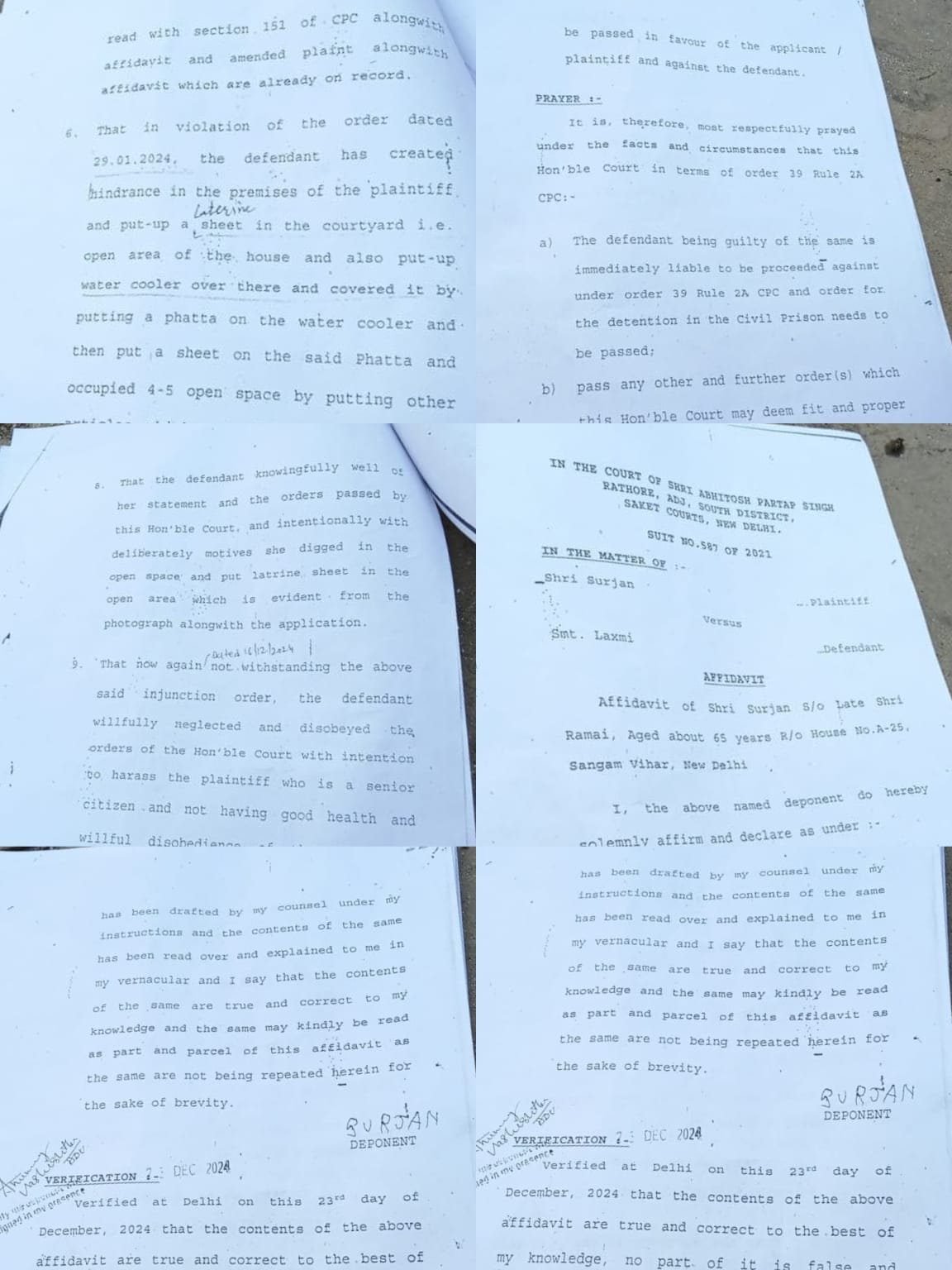 दिल्ली में कोर्ट के स्टे ऑर्डर के बावजूद खुले आंगन में निर्माण का आरोप, 65 वर्षीय बुजुर्ग ने न्याय के लिए लगाई गुहार; परिवार का दावा, आदेशों की अवहेलना कर कब्जे की कोशिश