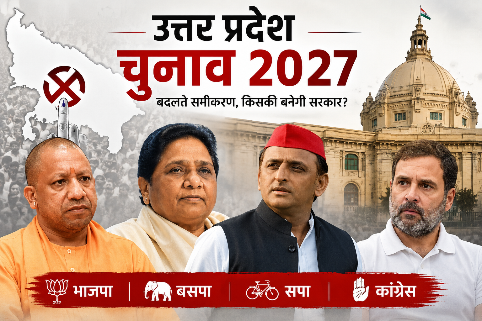 भाजपा-बसपा की बढ़त के संकेत, क्या सपा-कांग्रेस की बढ़ी मुश्किलें?