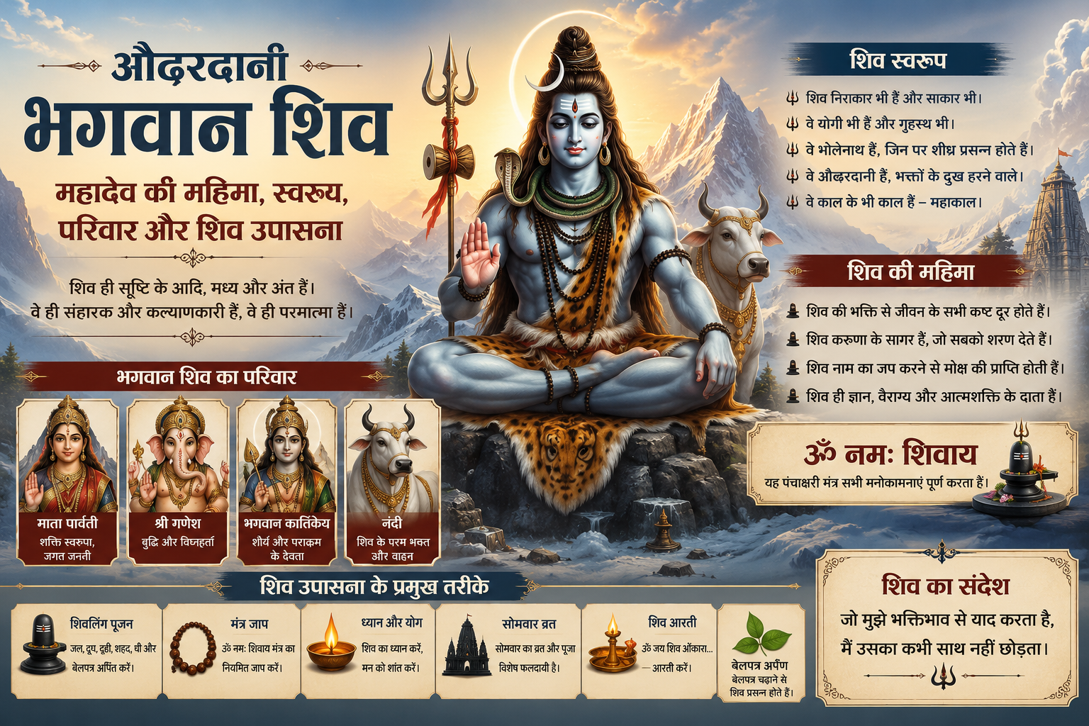औढरदानी भगवान शिव: महादेव की महिमा, स्वरूप, परिवार और शिव उपासना