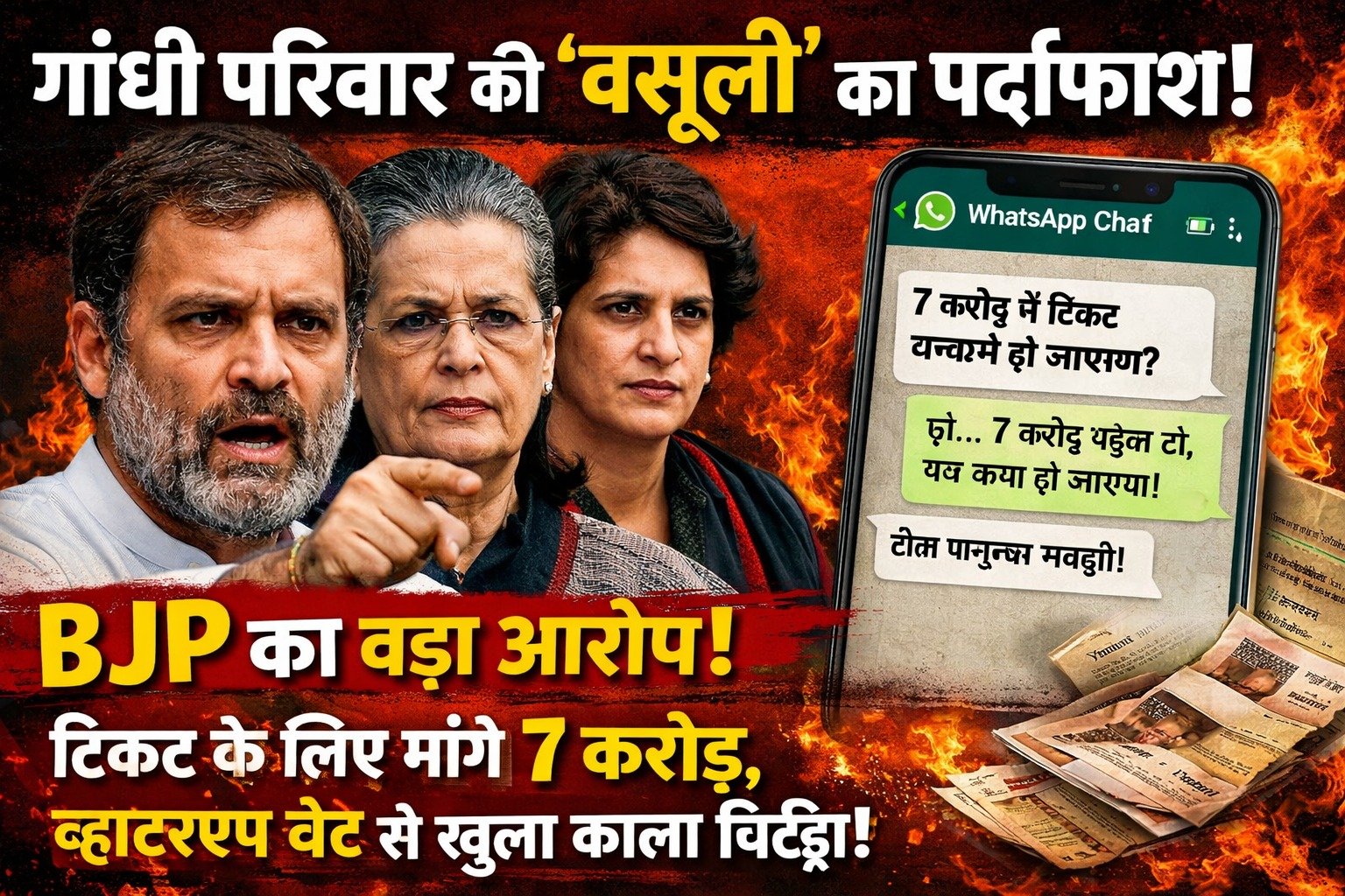 गांधी परिवार पर भाजपा का ‘7 करोड़ वसूली’ बम