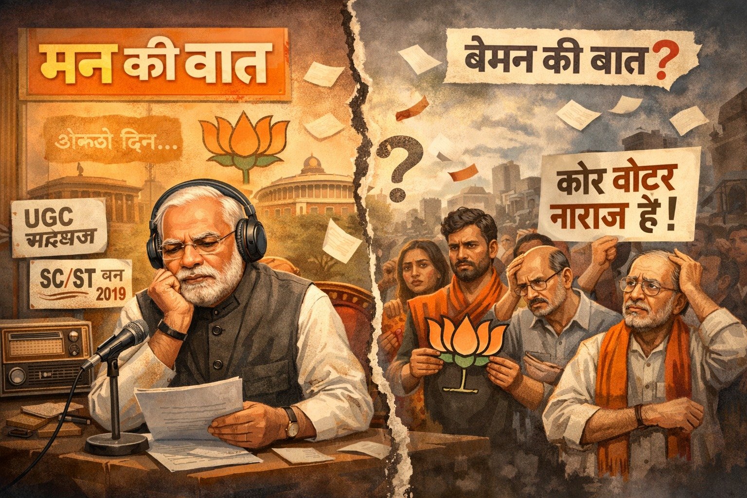 मन की बात से बेमन की बात तक: जब कोर वोटर ही पूछने लगे सवाल