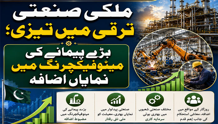 ملکی صنعتی ترقی میں تیزی؛ بڑے پیمانے کی مینوفیکچرنگ میں نمایاں اضافہ