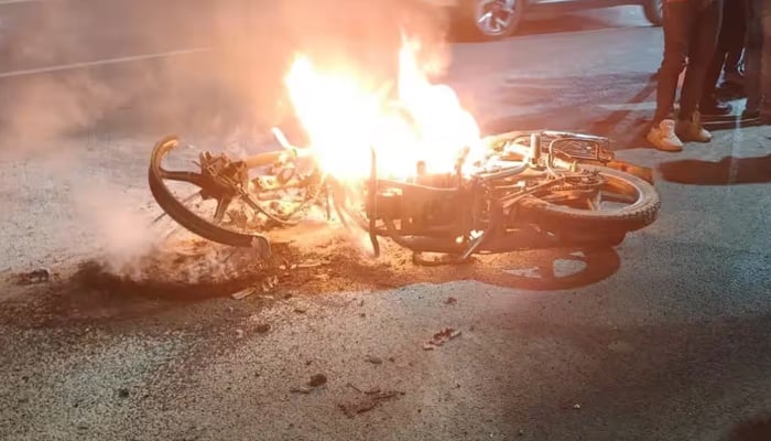 motorcycle fire during