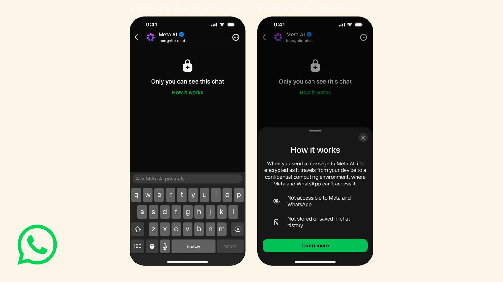 whatsapp adds incognito