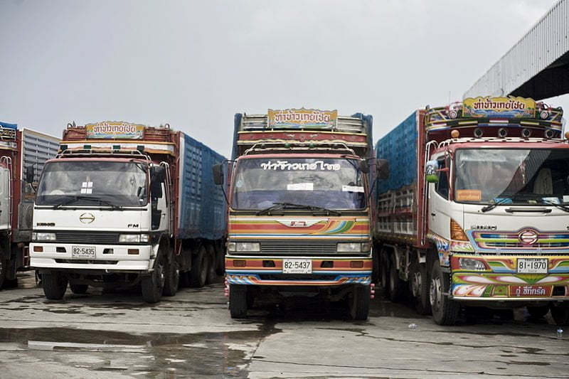 truck reversing road