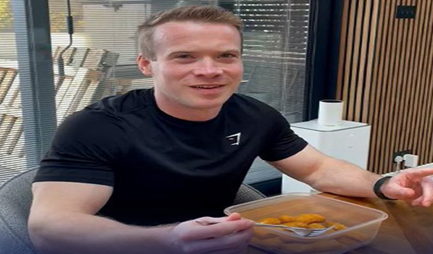 man breaks fish