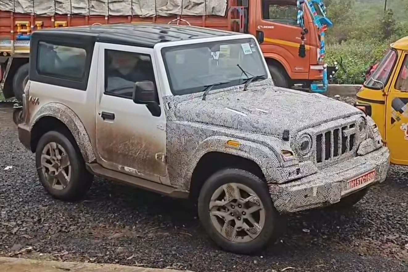 Mahindra Thar 3-door facelift spied with new fascia