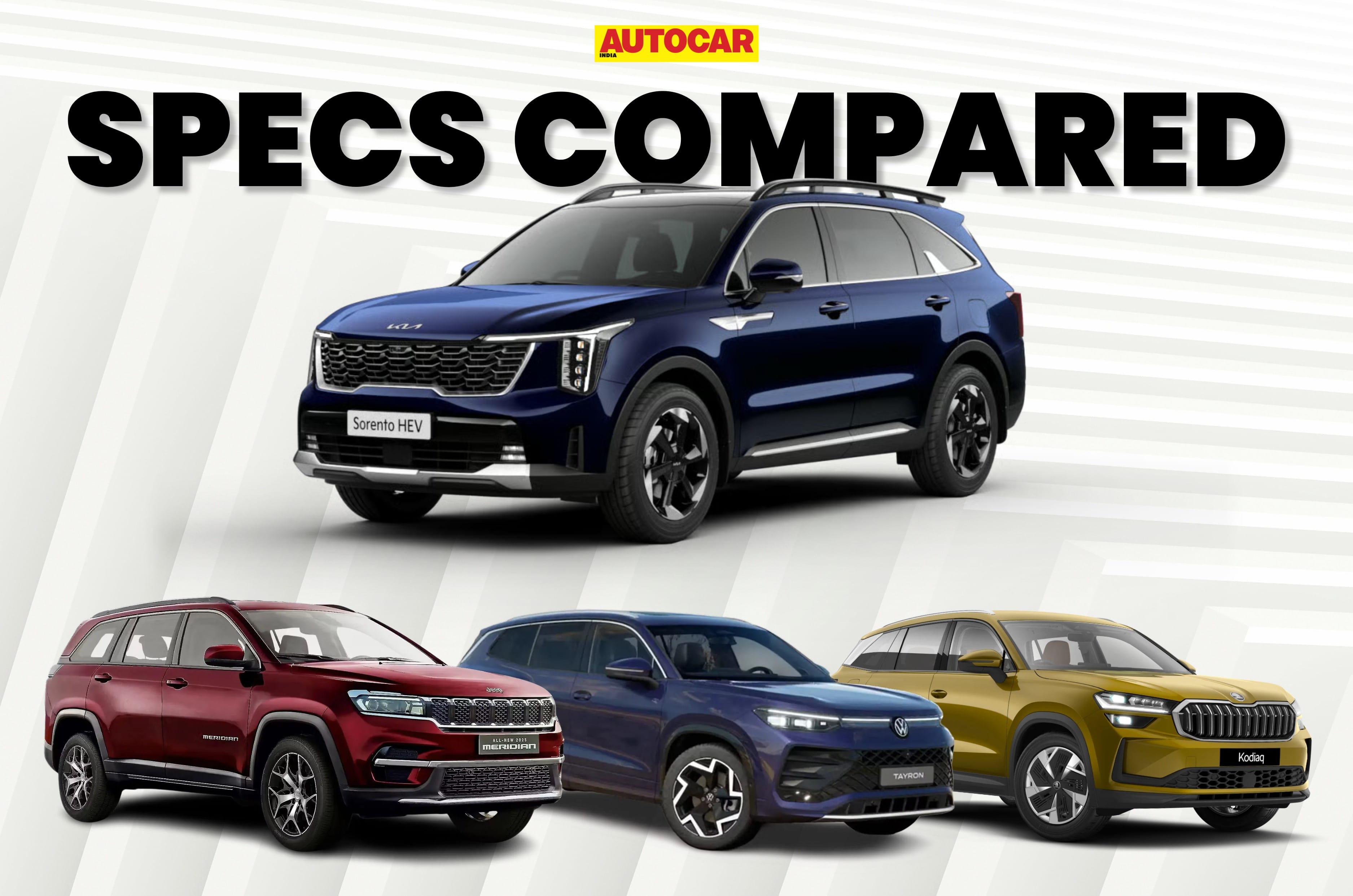 Kia Sorento vs rivals: Specifications and price compared