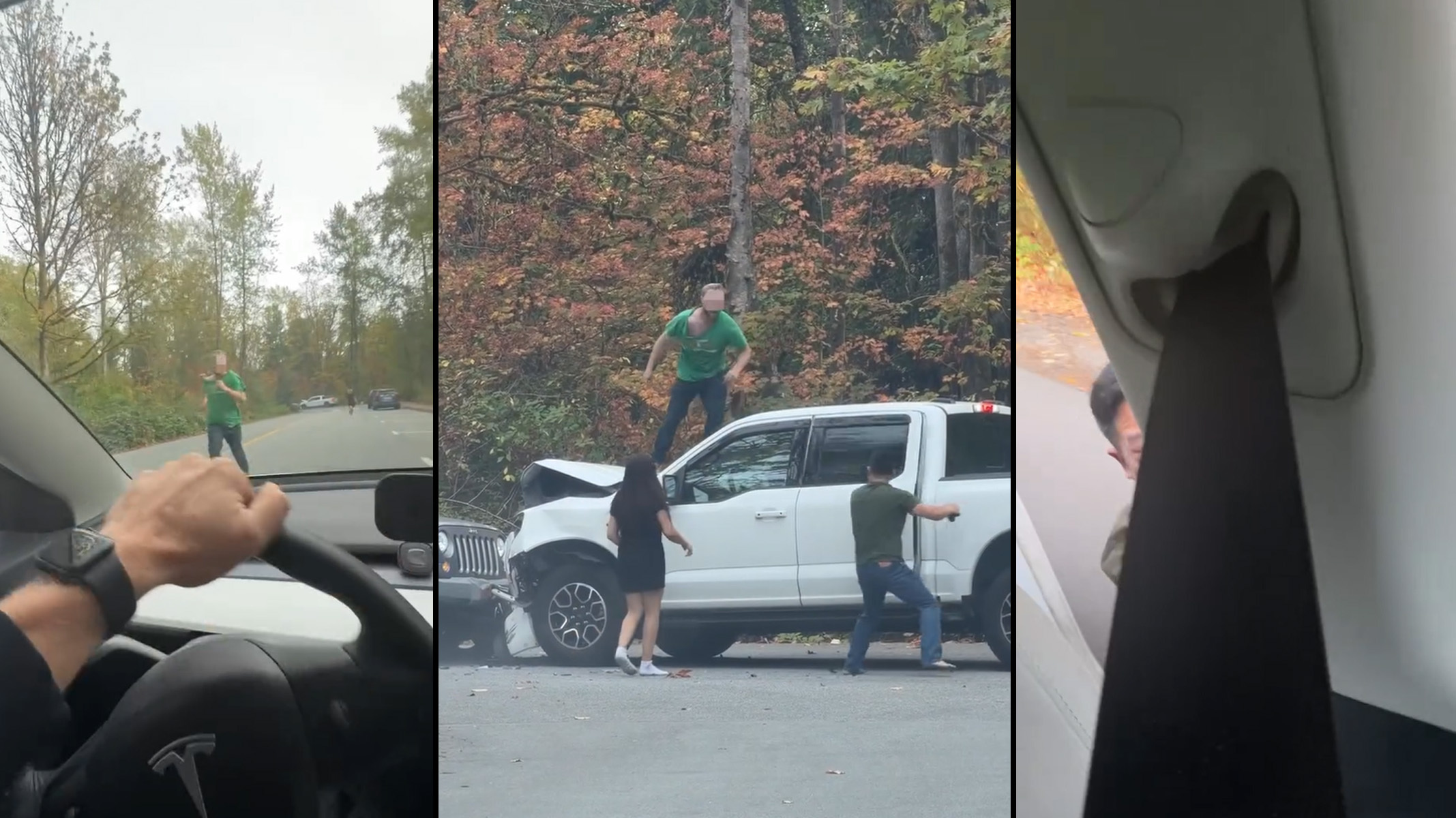 man clings moving