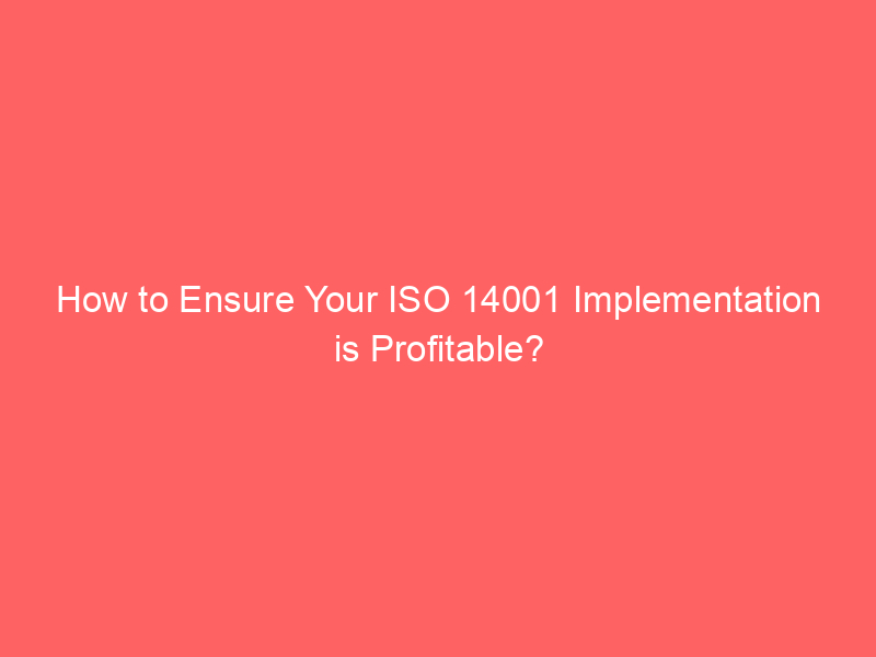 How to Ensure Your ISO 14001 Implementation is Profitable?