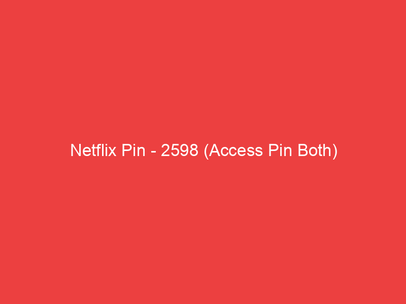 Netflix Pin 2598 (Access Pin Both)