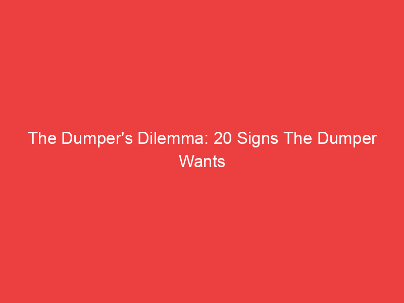 The Dumper's Dilemma: 20 Signs The Dumper Wants You Back