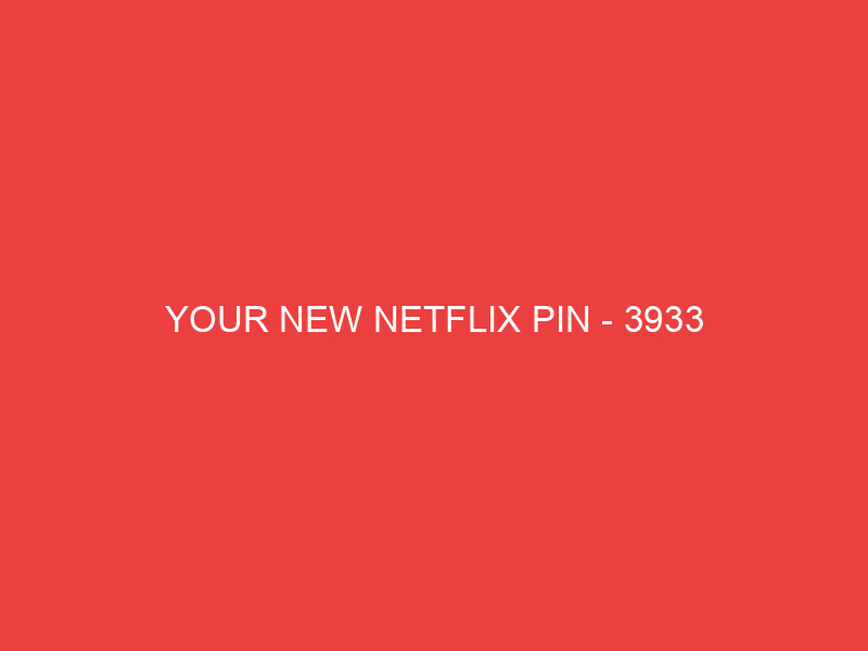 YOUR NEW NETFLIX PIN 3933