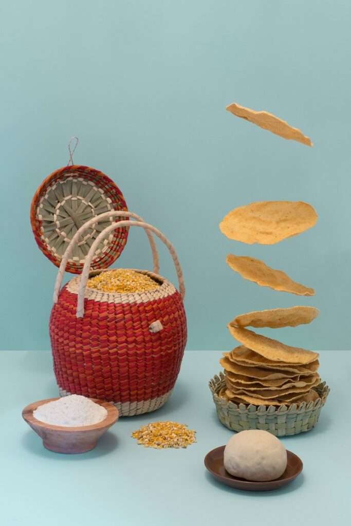 red and white wicker basket