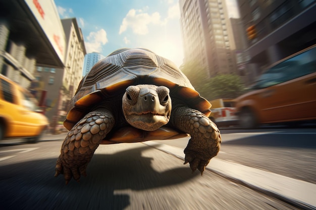 turtle running fast busy city street 864588 19486.jpg