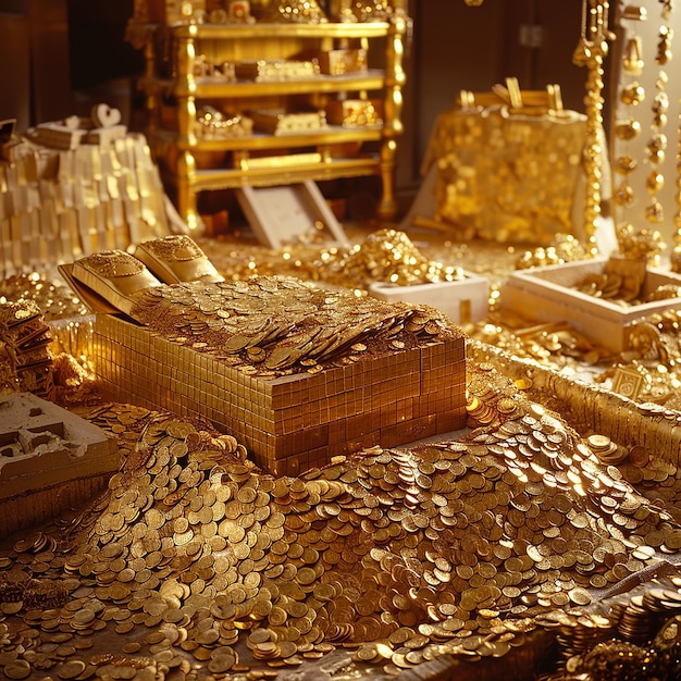 bed is made gold bed is full golden square bricks curved design is covered with 1097265 61732.jpg
