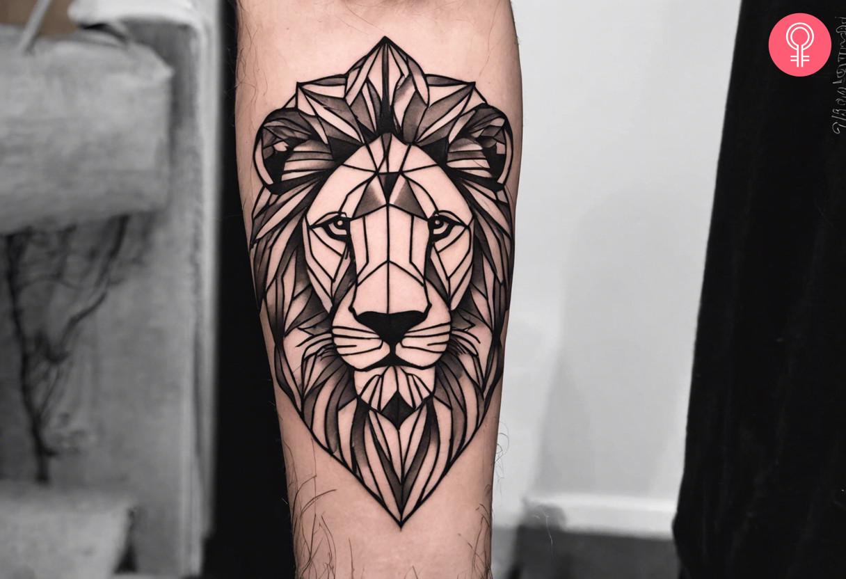 A geometric lion tattoo drawing on the forearm.jpg