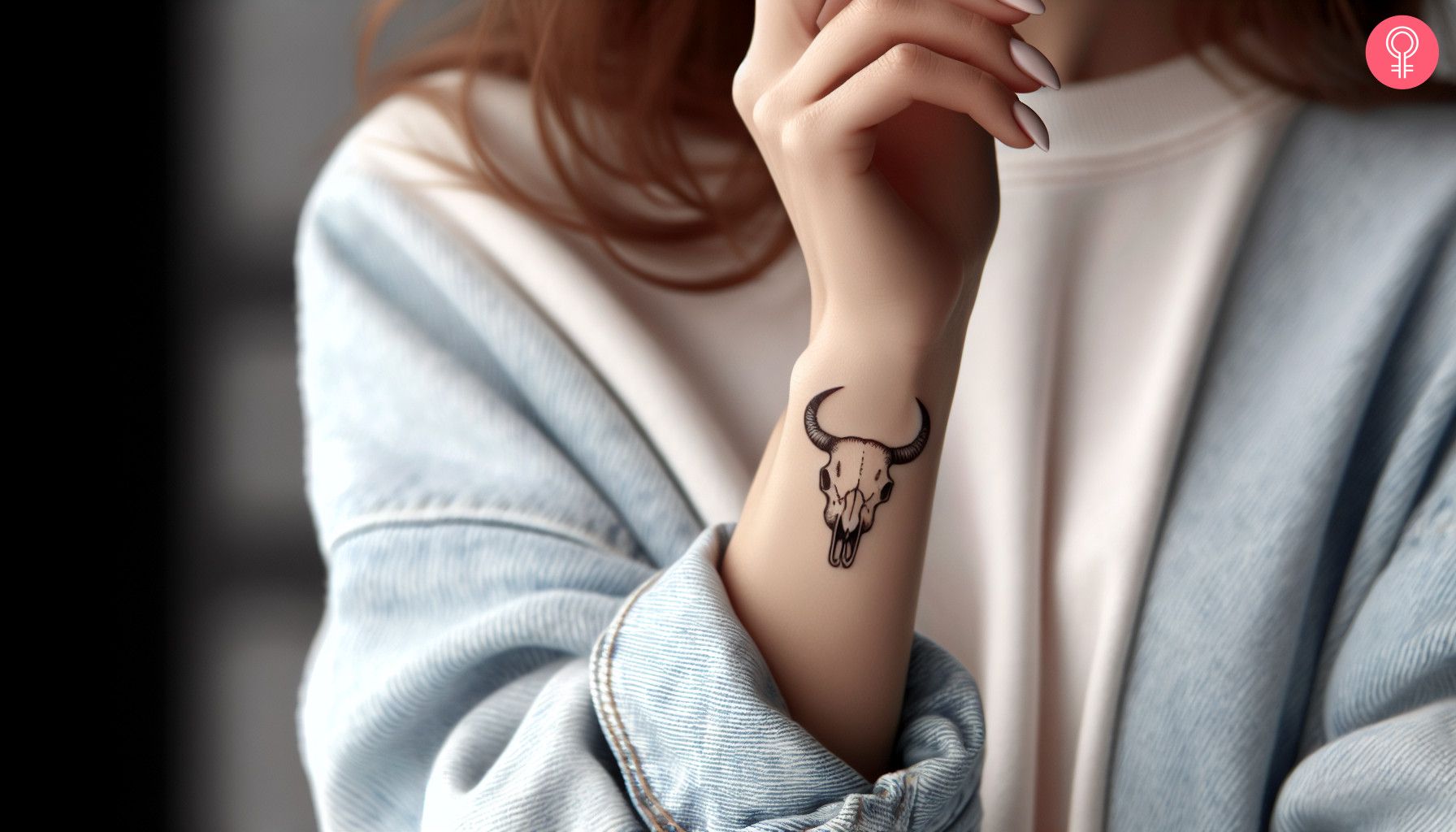 A minimalist cow skull tattoo on the side of the wrist.jpg