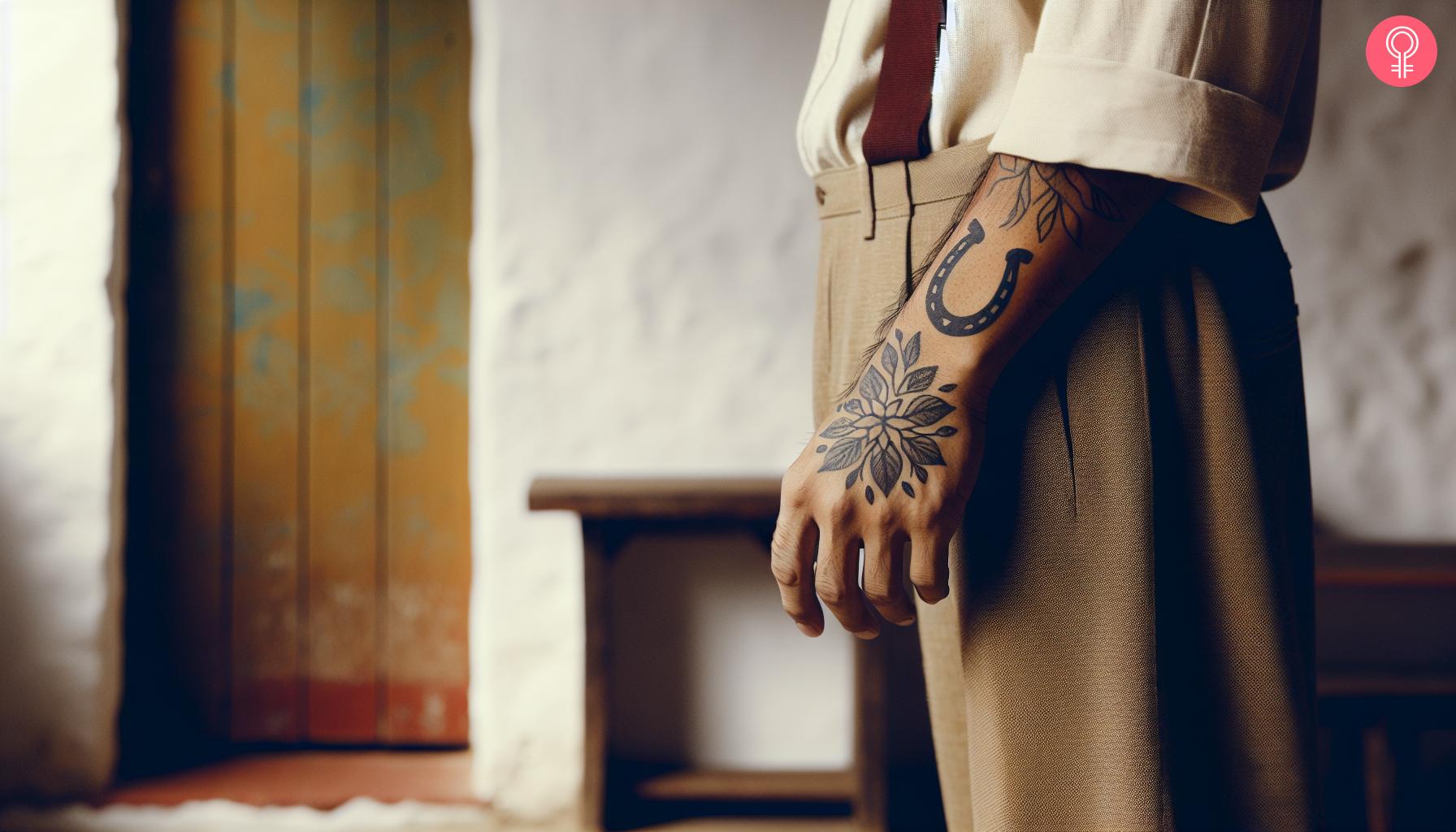 A traditional horseshoe tattoo on the wrist.jpg