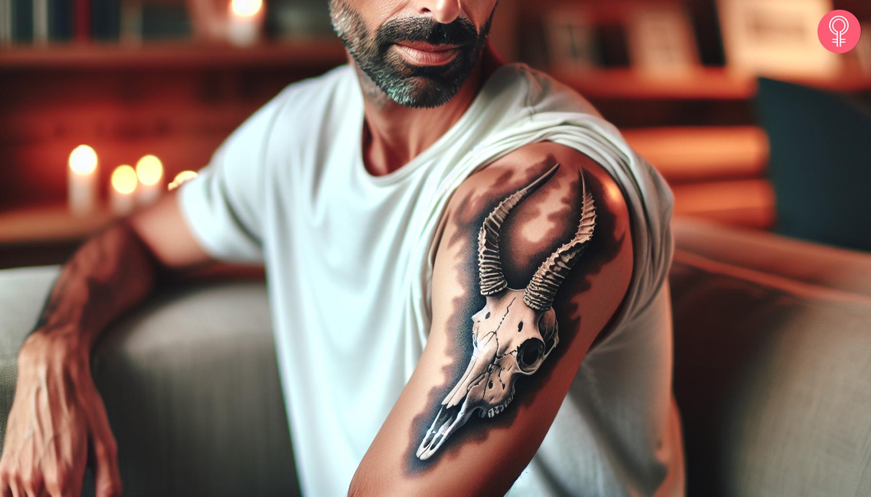 Antelope skull tattoo on the shoulder.jpg