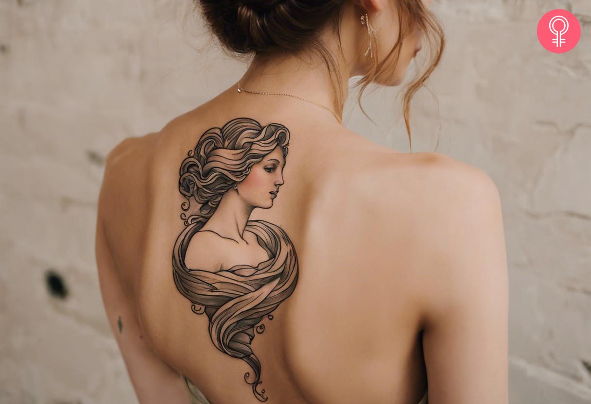 Birth of Venus tattoo on a womans back.jpg