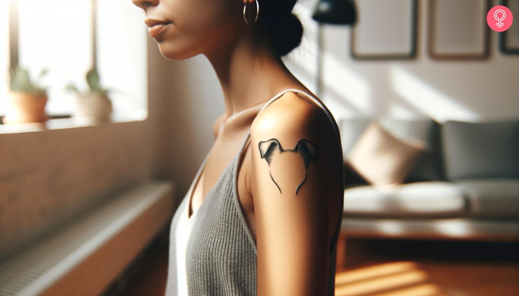 Dog ear outline tattoo on a womans arm.jpg