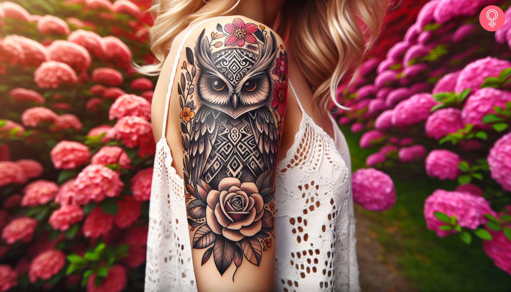 Feminine Tribal Owl Tattoo.jpg