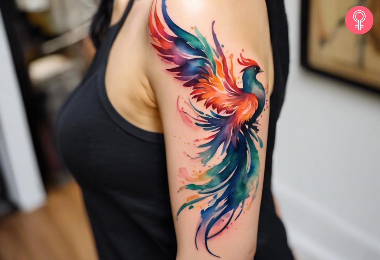 Phoenix rising tattoo on a womans arm.jpg