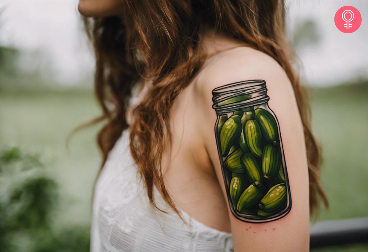 Traditional pickle tattoo on the arm.jpg