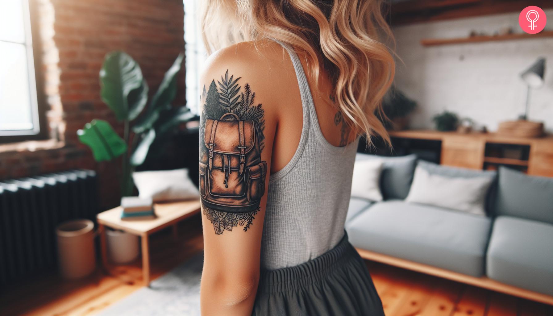 Travel backpack tattoo on the upper arm.jpg