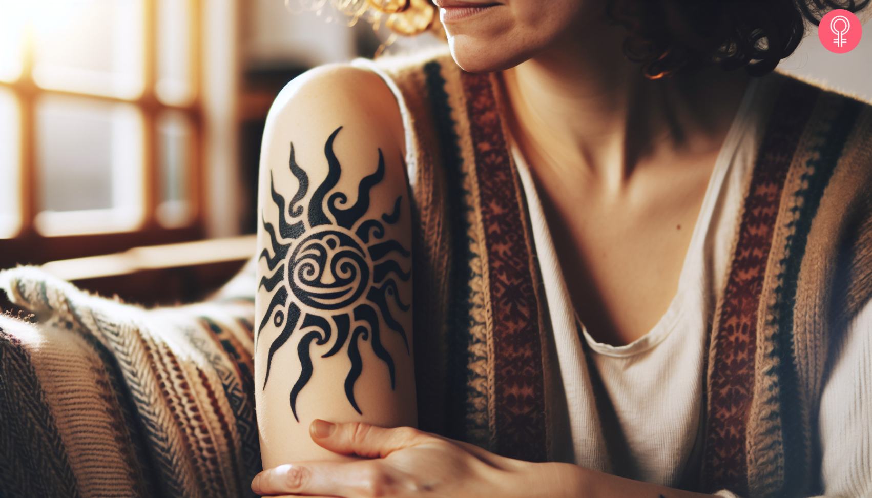 Tribal black sun tattoo on the shoulder.jpg