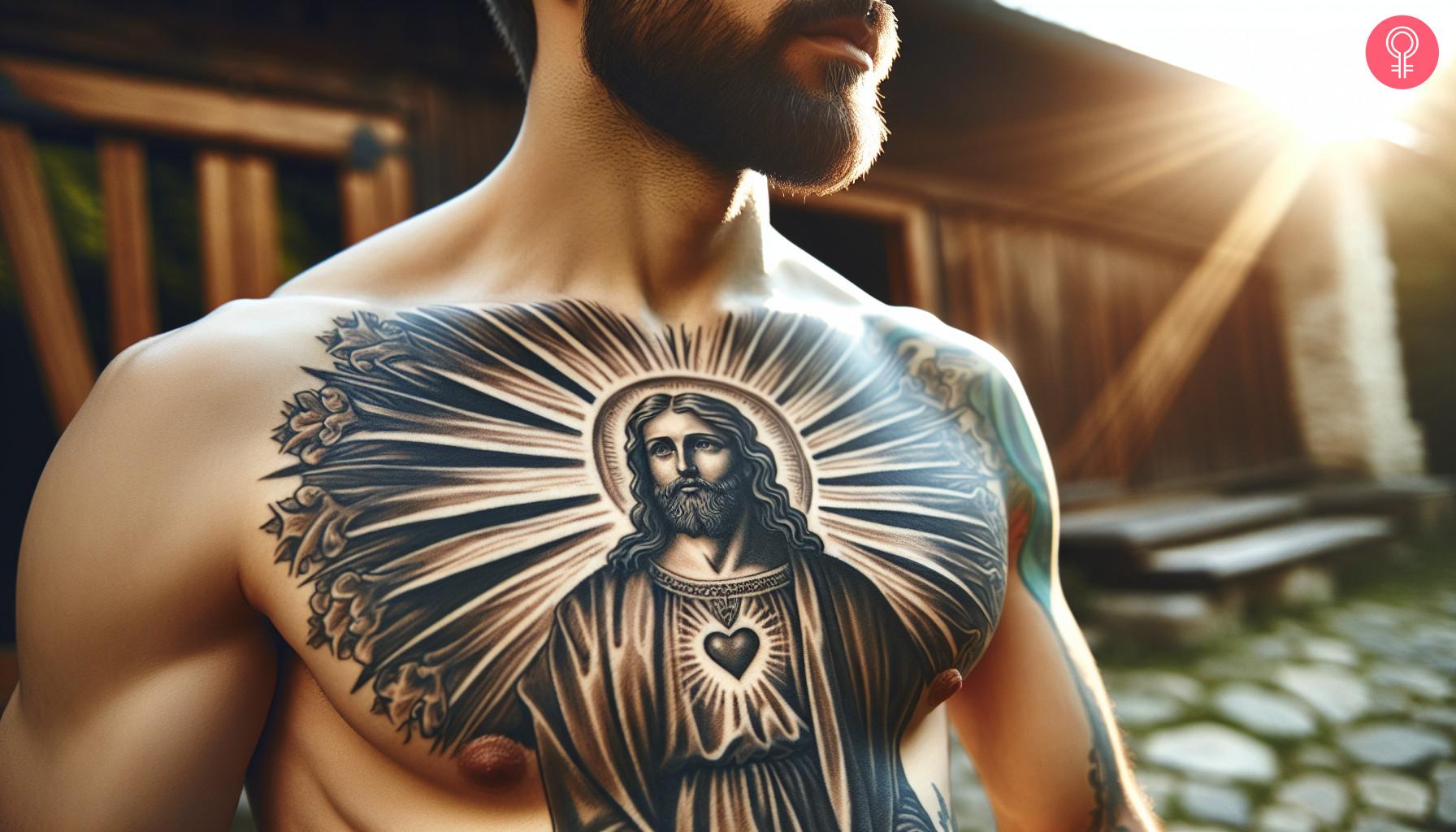 Jesus Christ Chest Tattoo