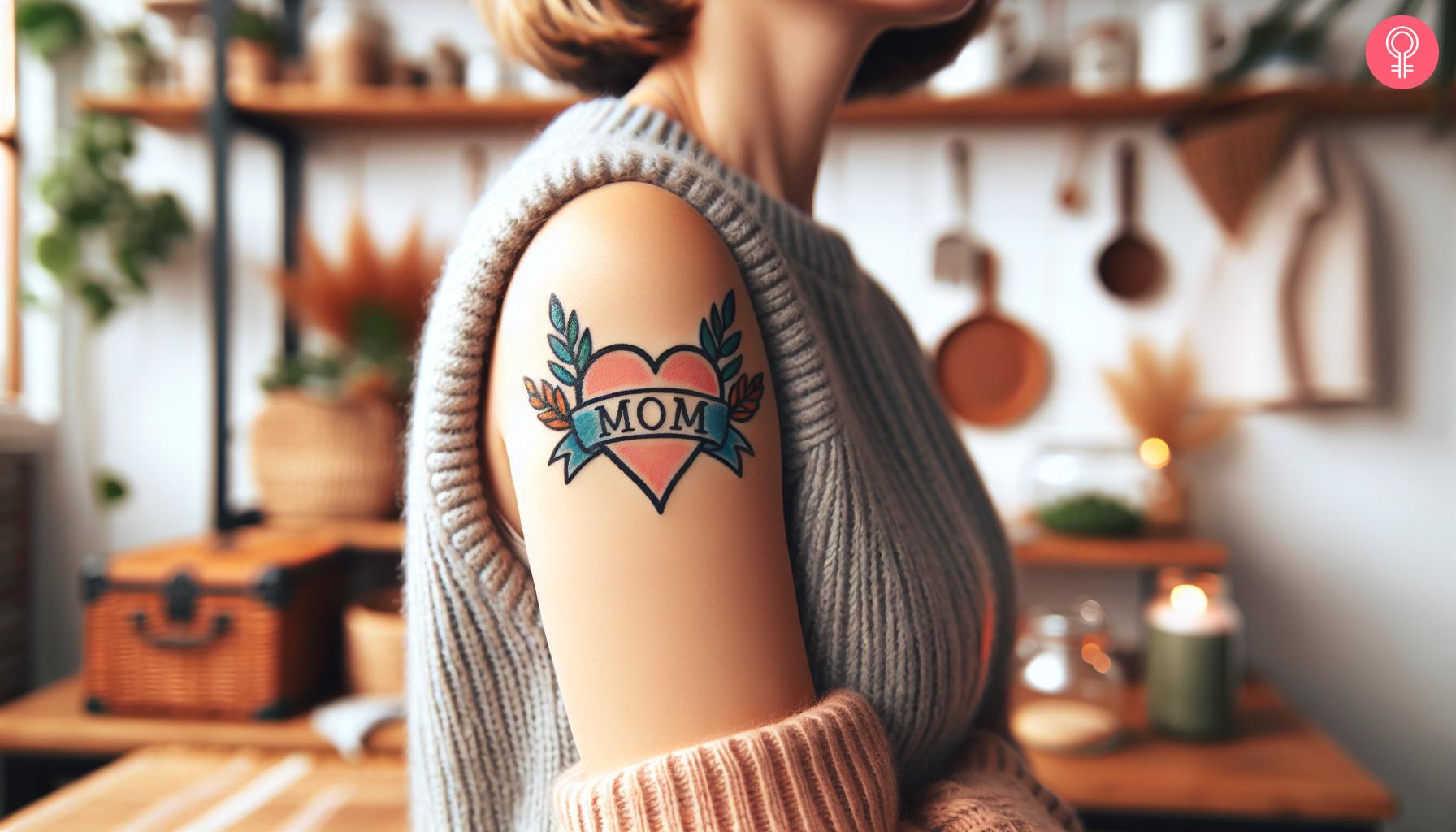 Traditional mom heart tattoo on the shoulder.jpg