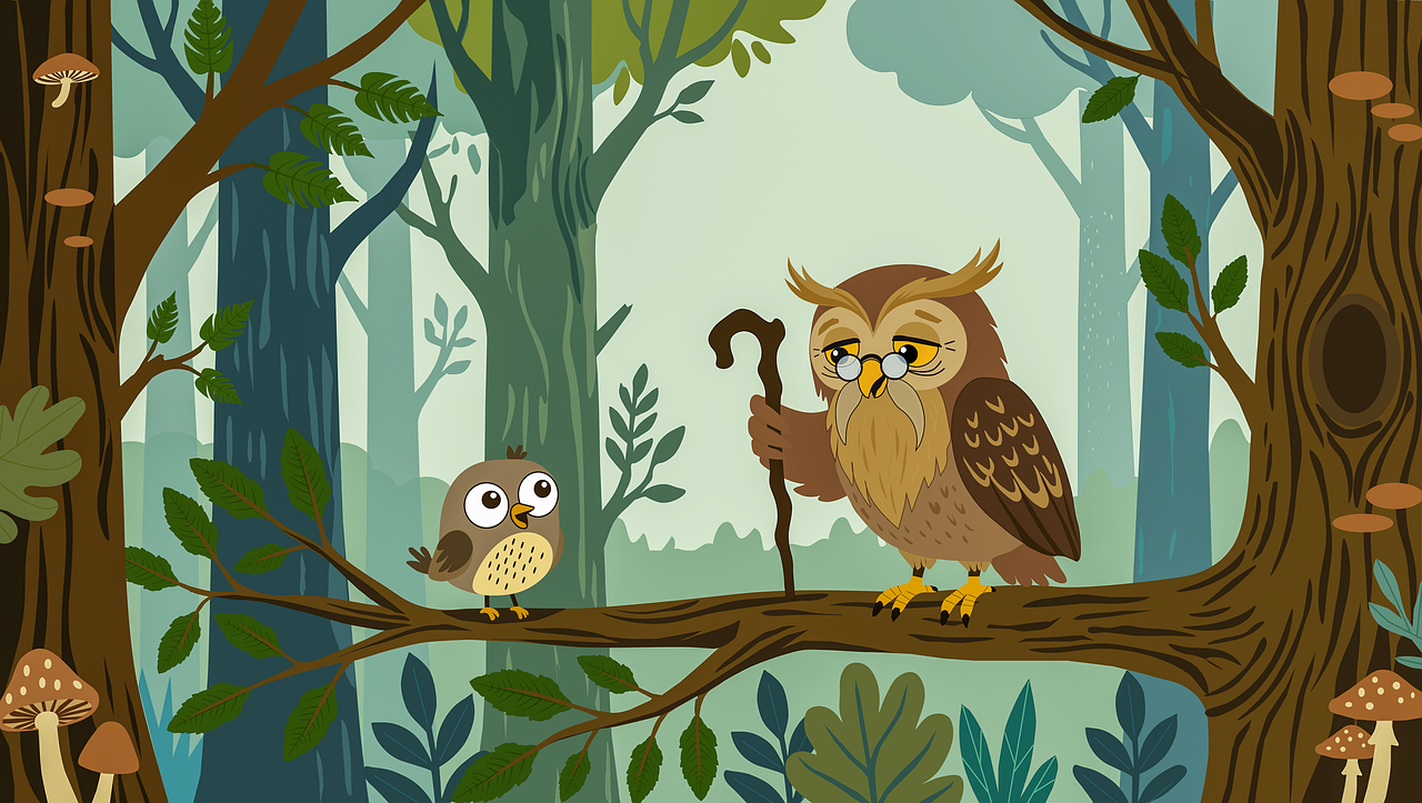 Cybersecurity Market , wise old owl, cute bird, forest, trees, woods, mushrooms, toadstool, wallpaper, nature, creative