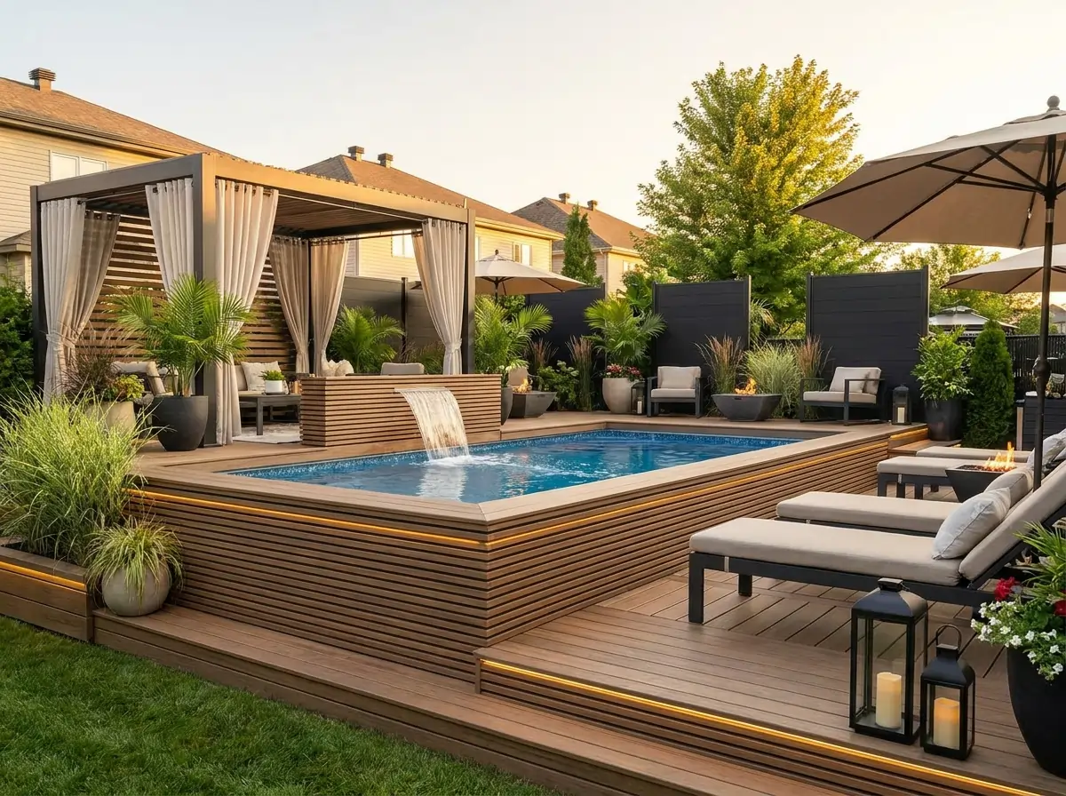 12 Modern Above Ground Pool Ideas That Mimic a Luxury In-Ground Resort 5 modern above ground