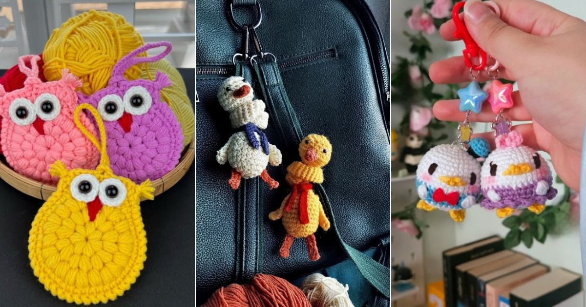 crochet birds bag