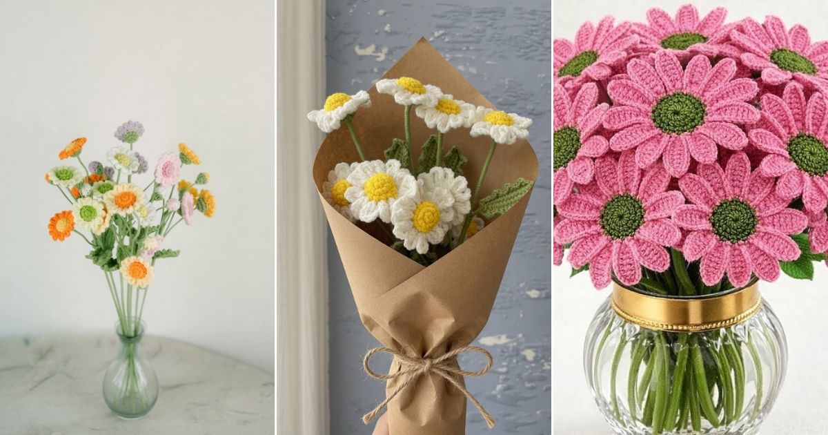 crochet daisy bouquet
