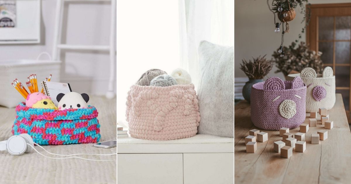 crochet floor basket