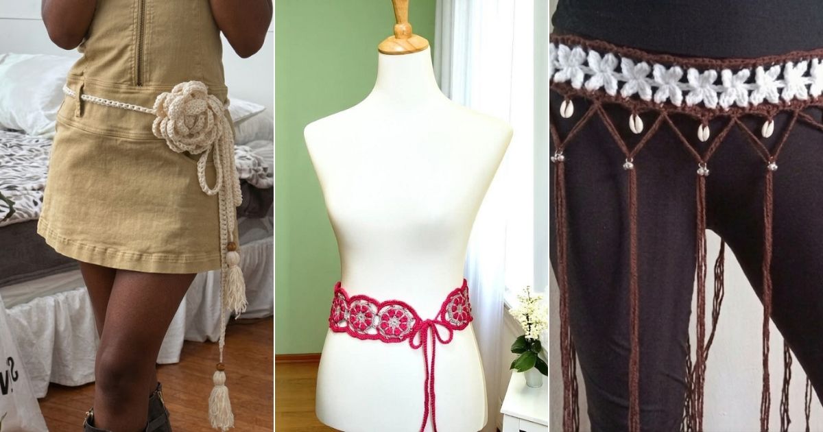 crochet floral belt