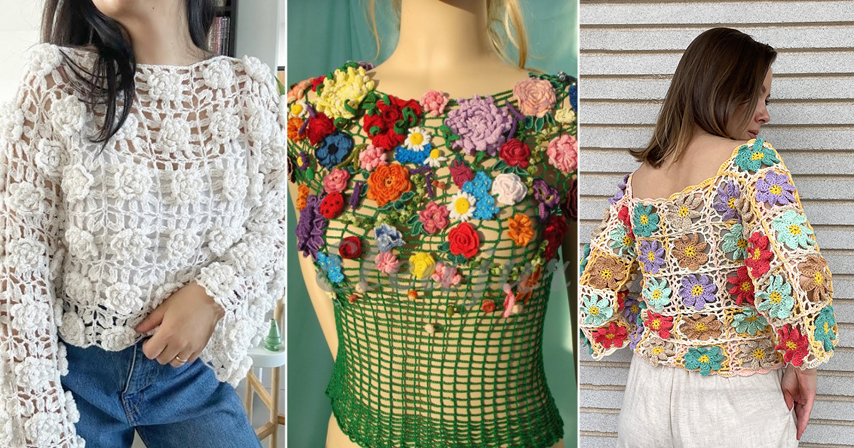 crochet floral mesh