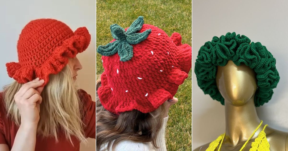 crochet ruffle bucket
