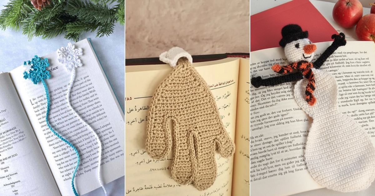 crochet winter bookmark