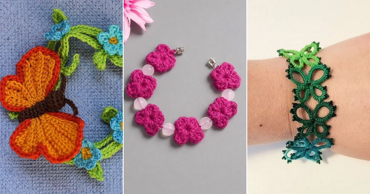 crochet butterfly bracelet