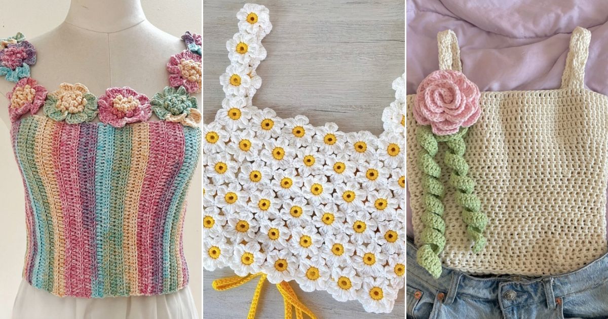 crochet floral tank