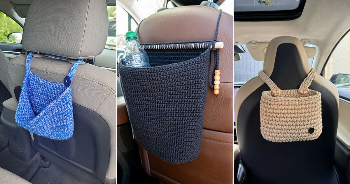 Crochet Car Trash Basket