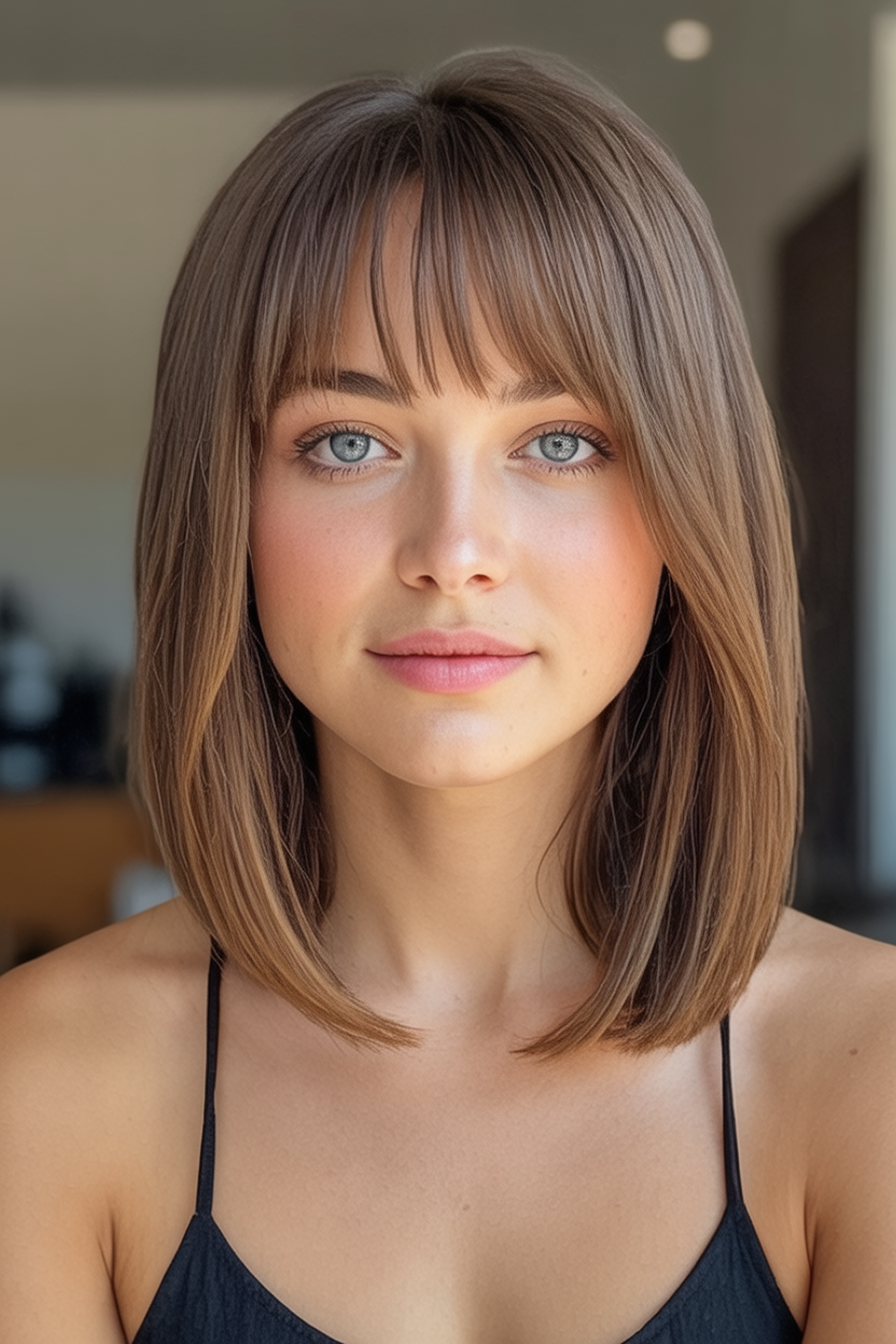 lob haircut bangs