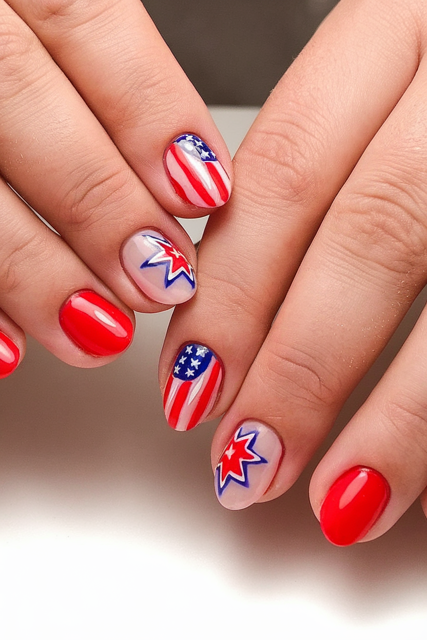 USA Nails 2025: 21 Bold Patriotic Designs That Turn Heads For 4th Of July With Simple And Cute Ideas 10 usa nails 2025